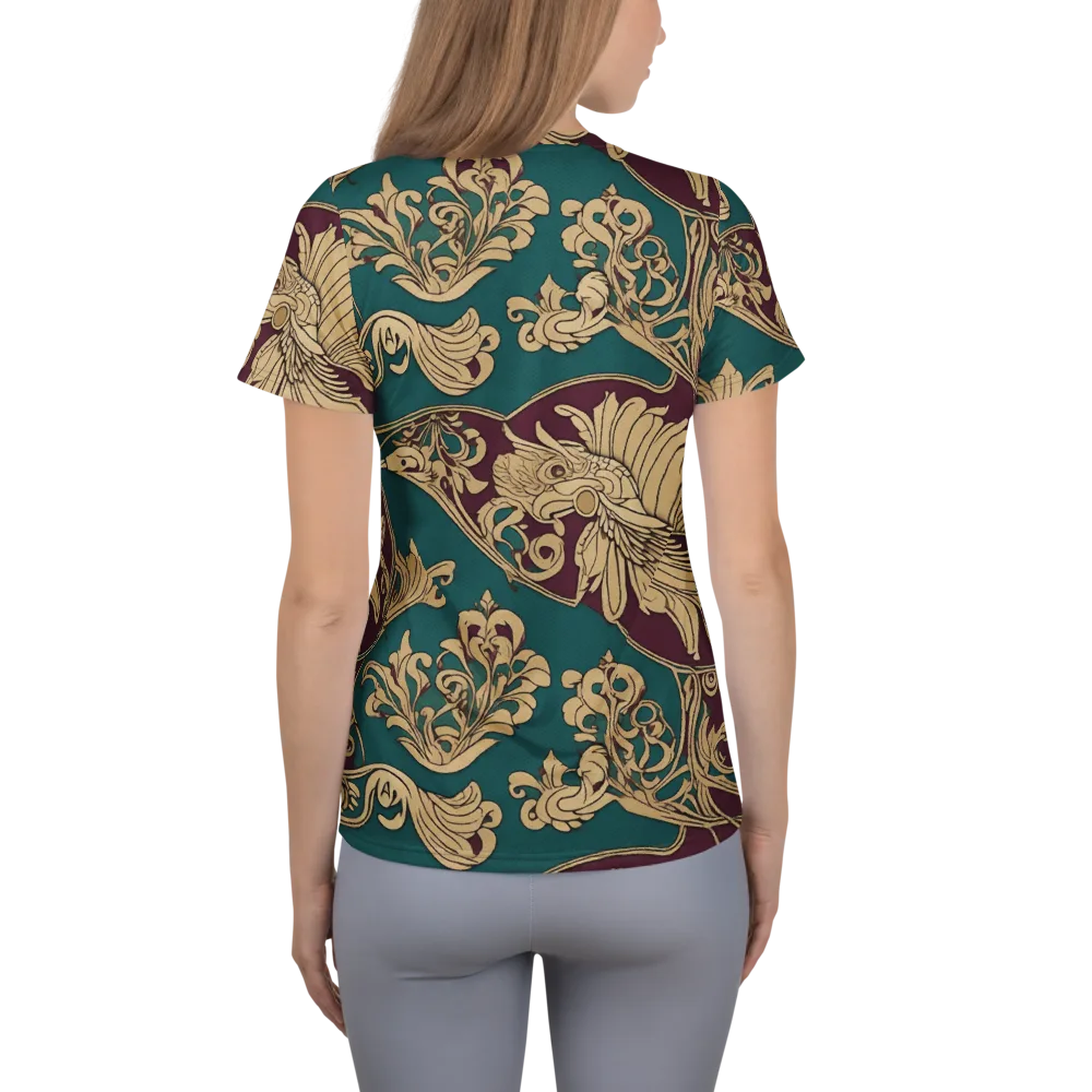 Peacock Reliquary on Women's Athletic T-Shirt — Back
