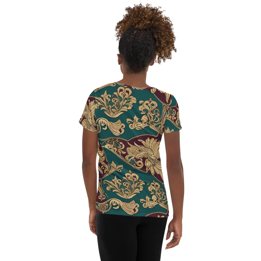 Peacock Reliquary on Women's Athletic T-Shirt — Back