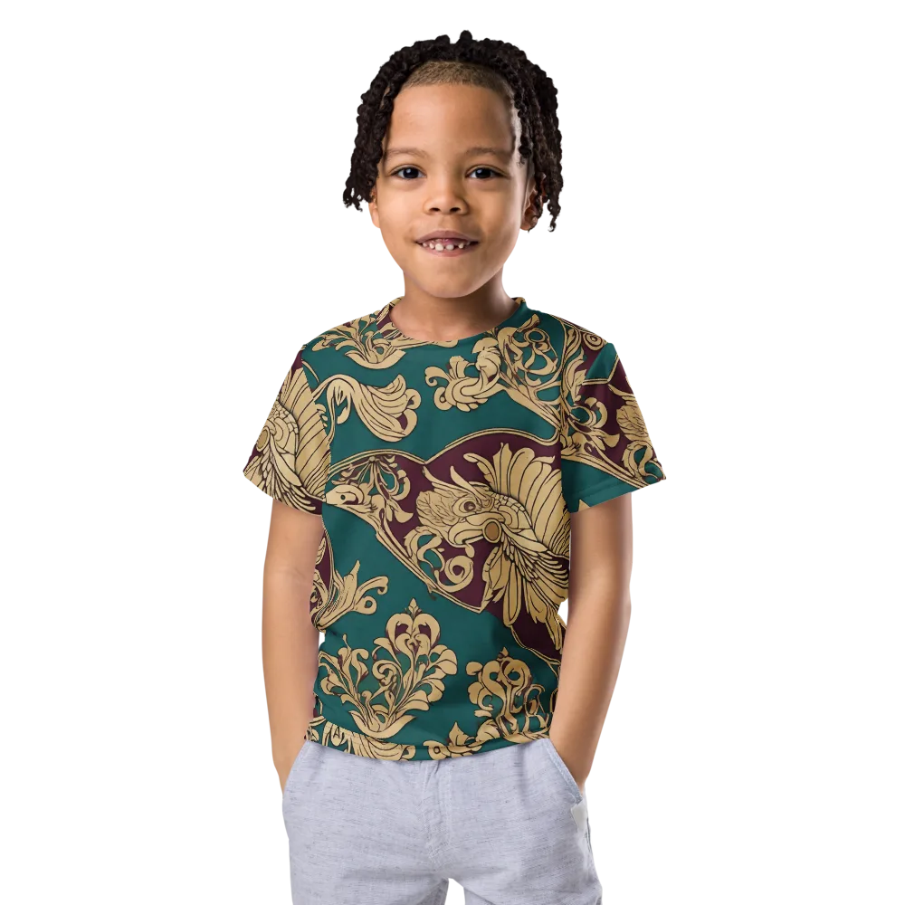 Peacock Reliquary on Kids Crew Neck T-Shirt — Front