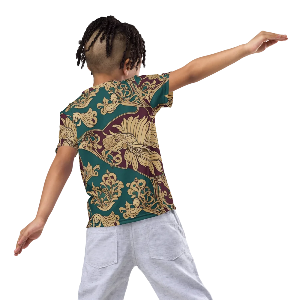 Peacock Reliquary on Kids Crew Neck T-Shirt — Back