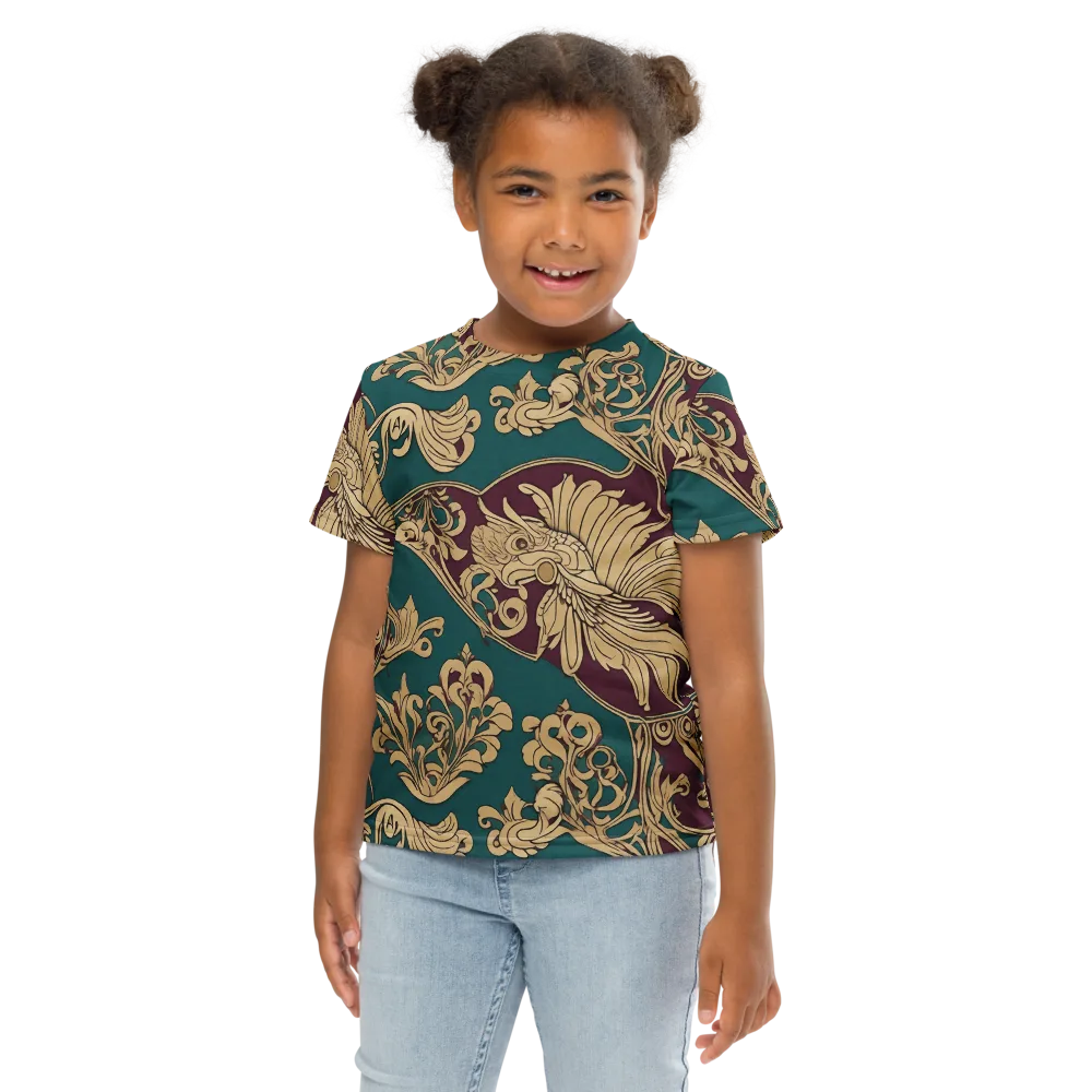 Peacock Reliquary on Kids Crew Neck T-Shirt — Front