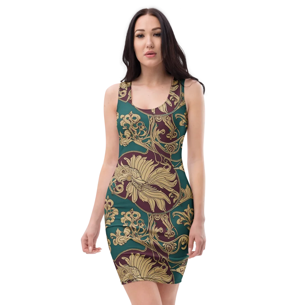 Peacock Reliquary on Bodycon Dress — Front