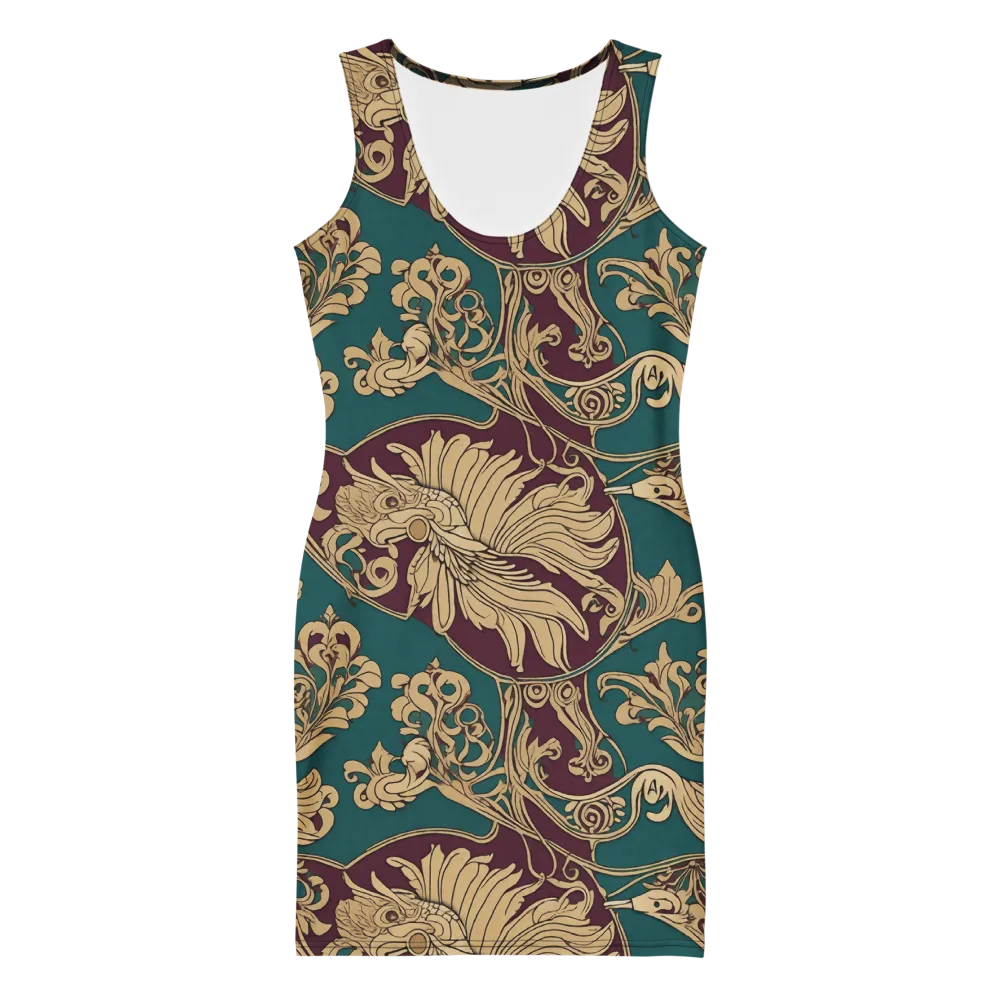 Peacock Reliquary on Bodycon Dress — Front