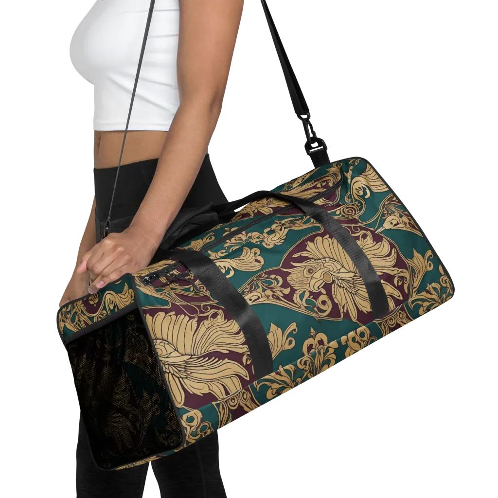 Peacock Reliquary on Duffle Bag — Front