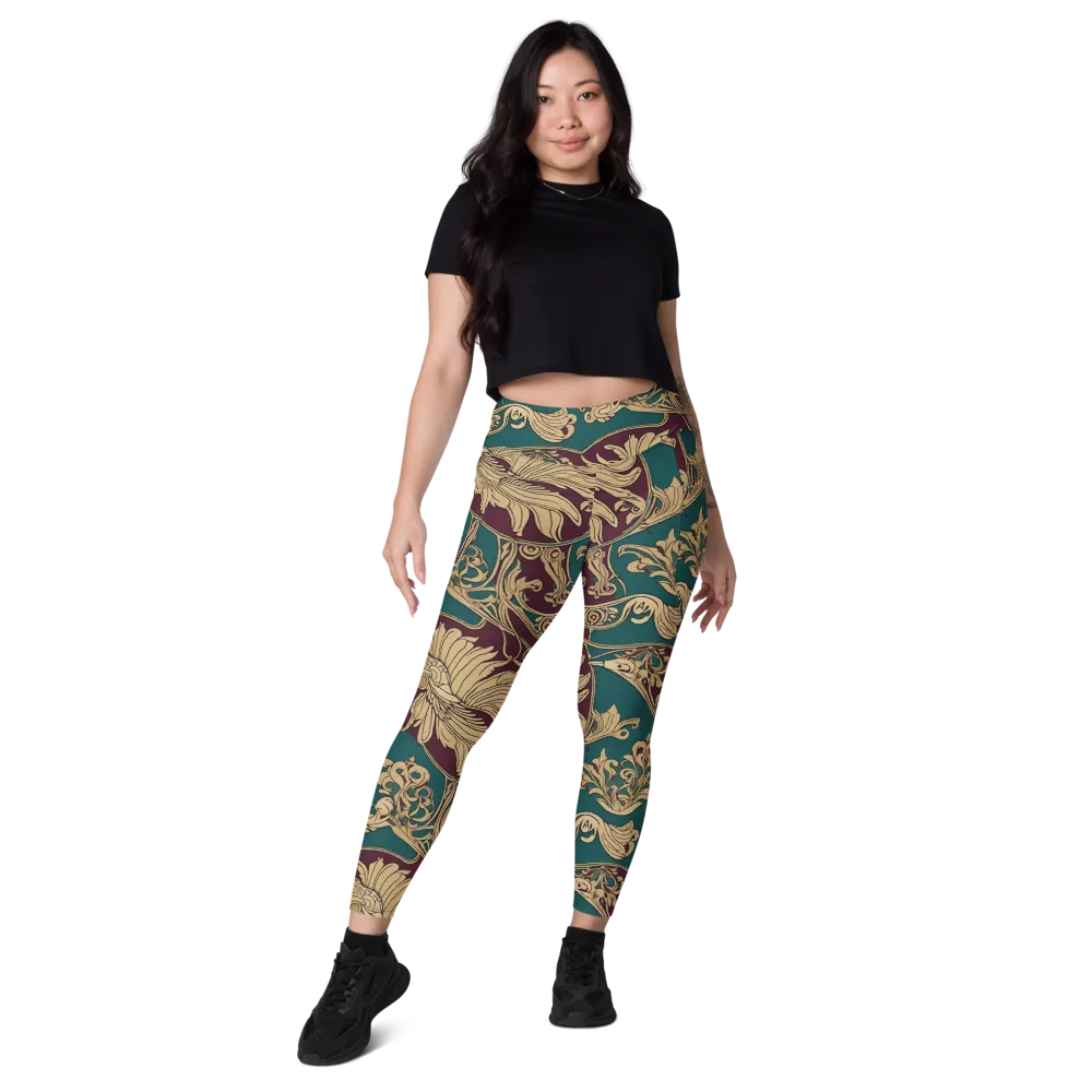 Peacock Reliquary on Leggings with Pockets — Front