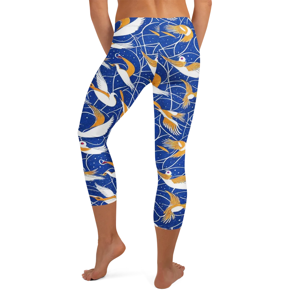 Saffron Flight on Capri Leggings — Back