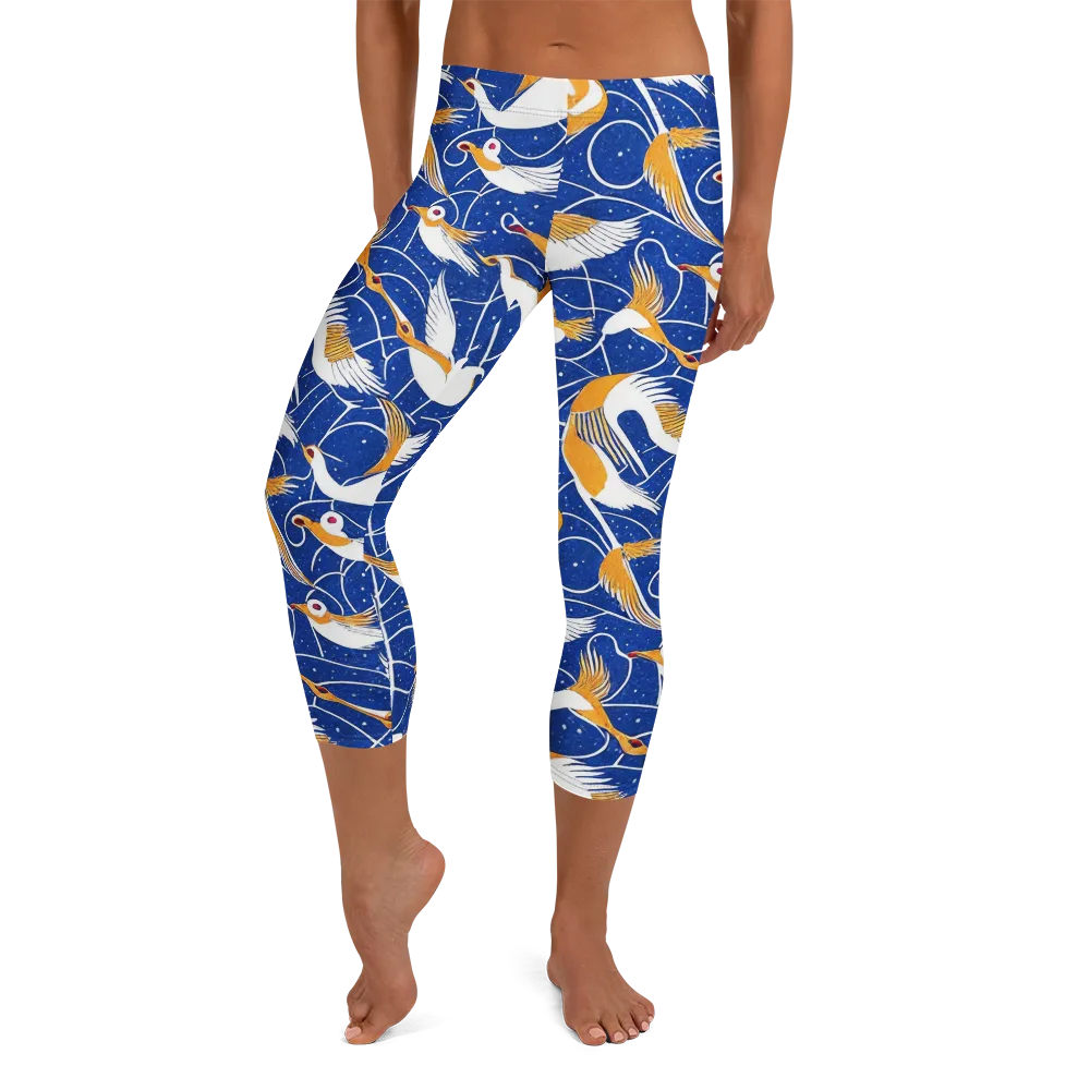 Saffron Flight on Capri Leggings — Front