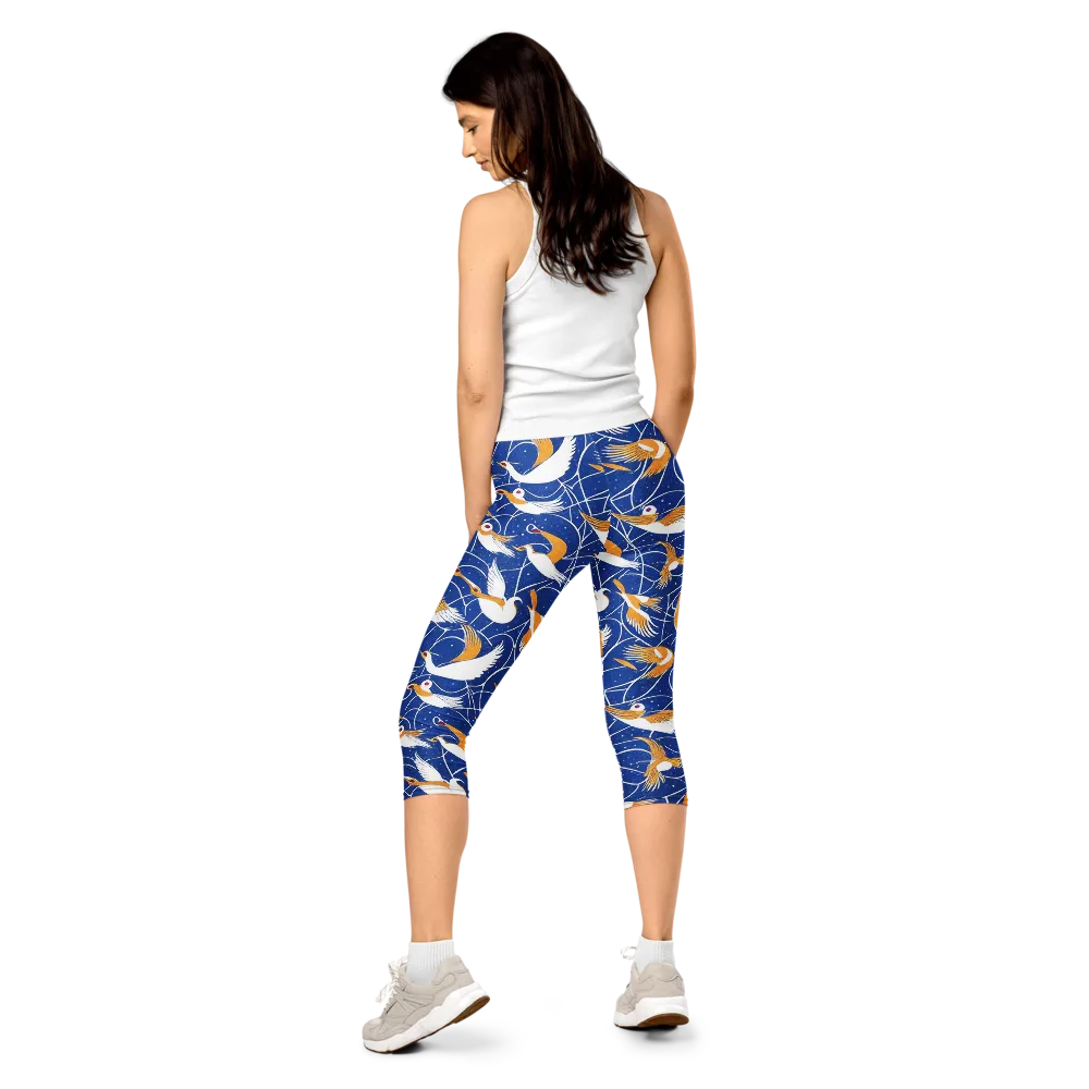 Saffron Flight on Capri Leggings — Back