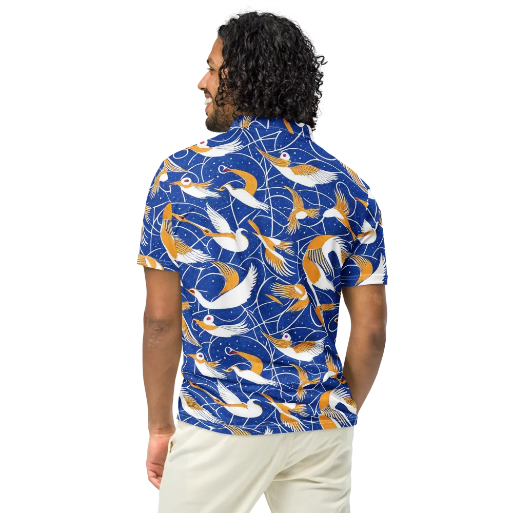 Saffron Flight on Men's Slim Fit Polo Shirt — Back