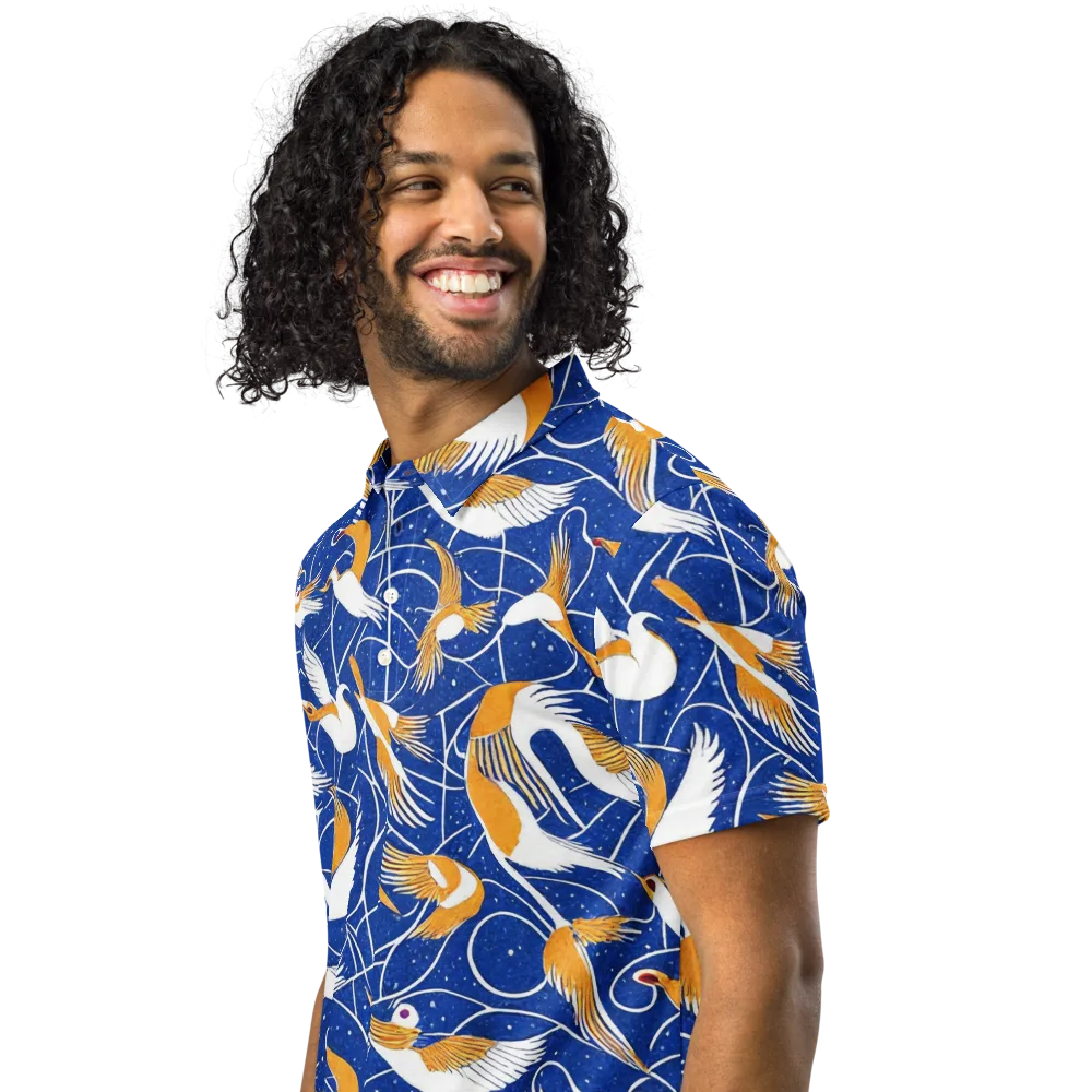 Saffron Flight on Men's Slim Fit Polo Shirt — Left Front