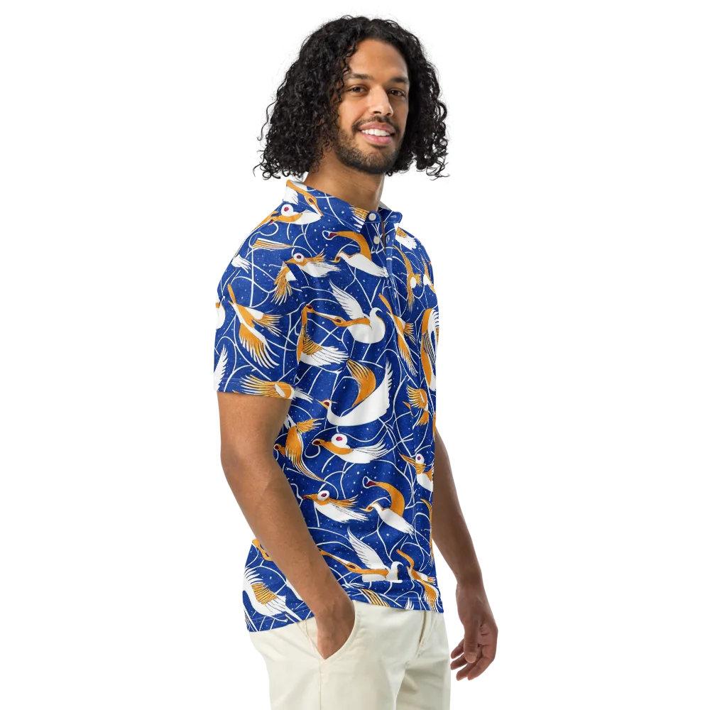 Saffron Flight on Men's Slim Fit Polo Shirt — Right Front