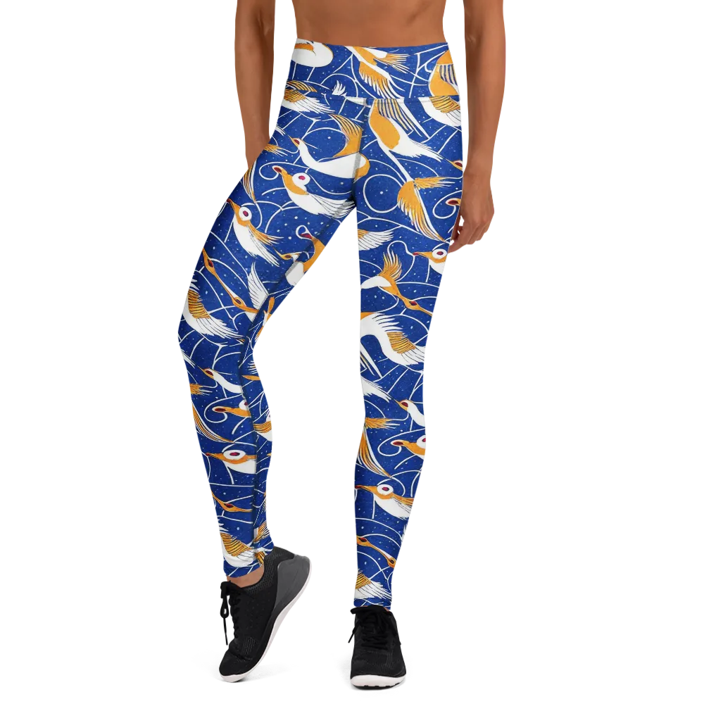 Saffron Flight on Yoga Leggings — Front