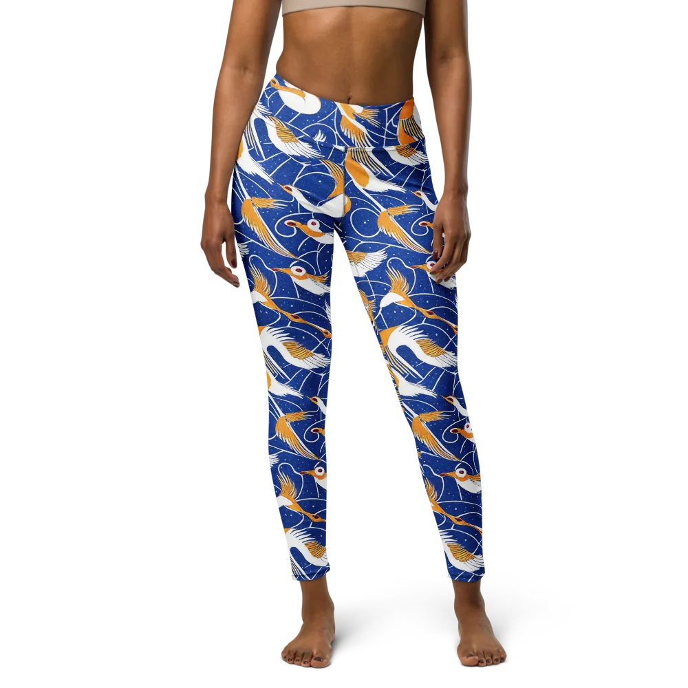 Saffron Flight on Yoga Leggings — Front