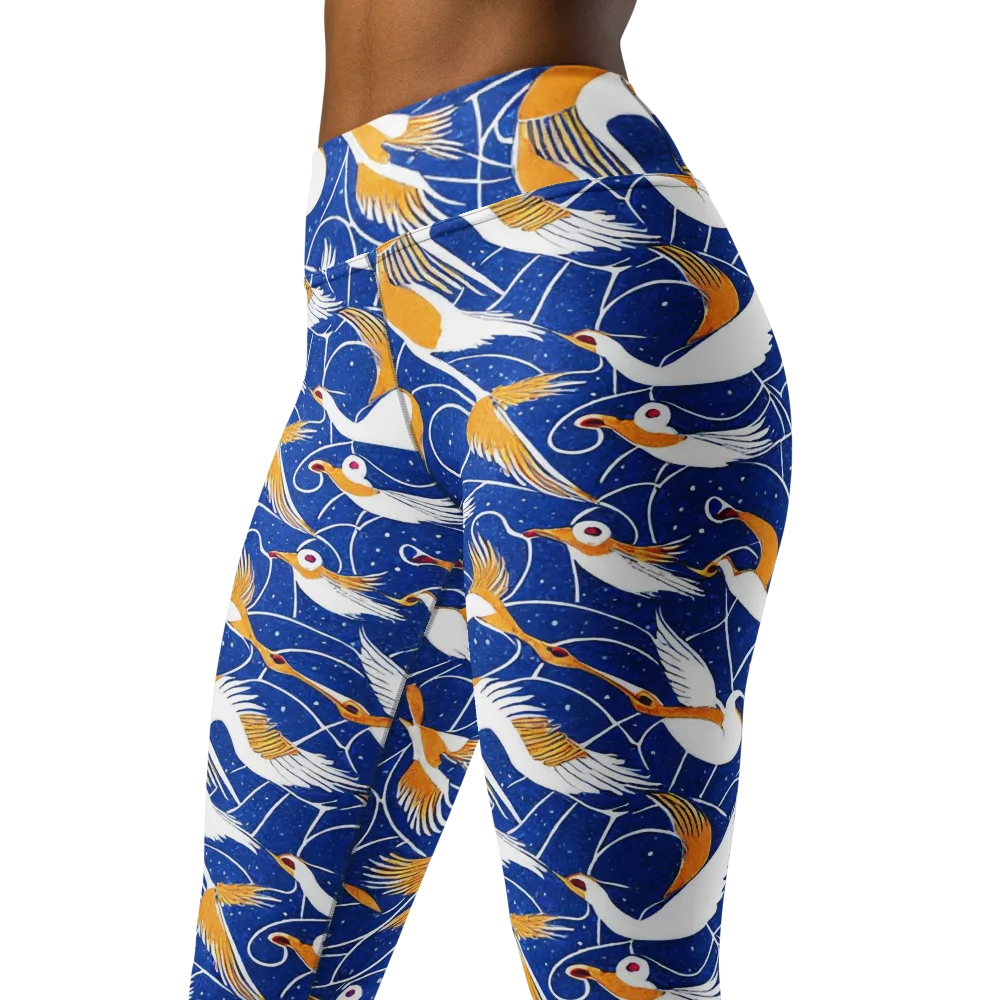 Saffron Flight on Yoga Leggings — Left Front