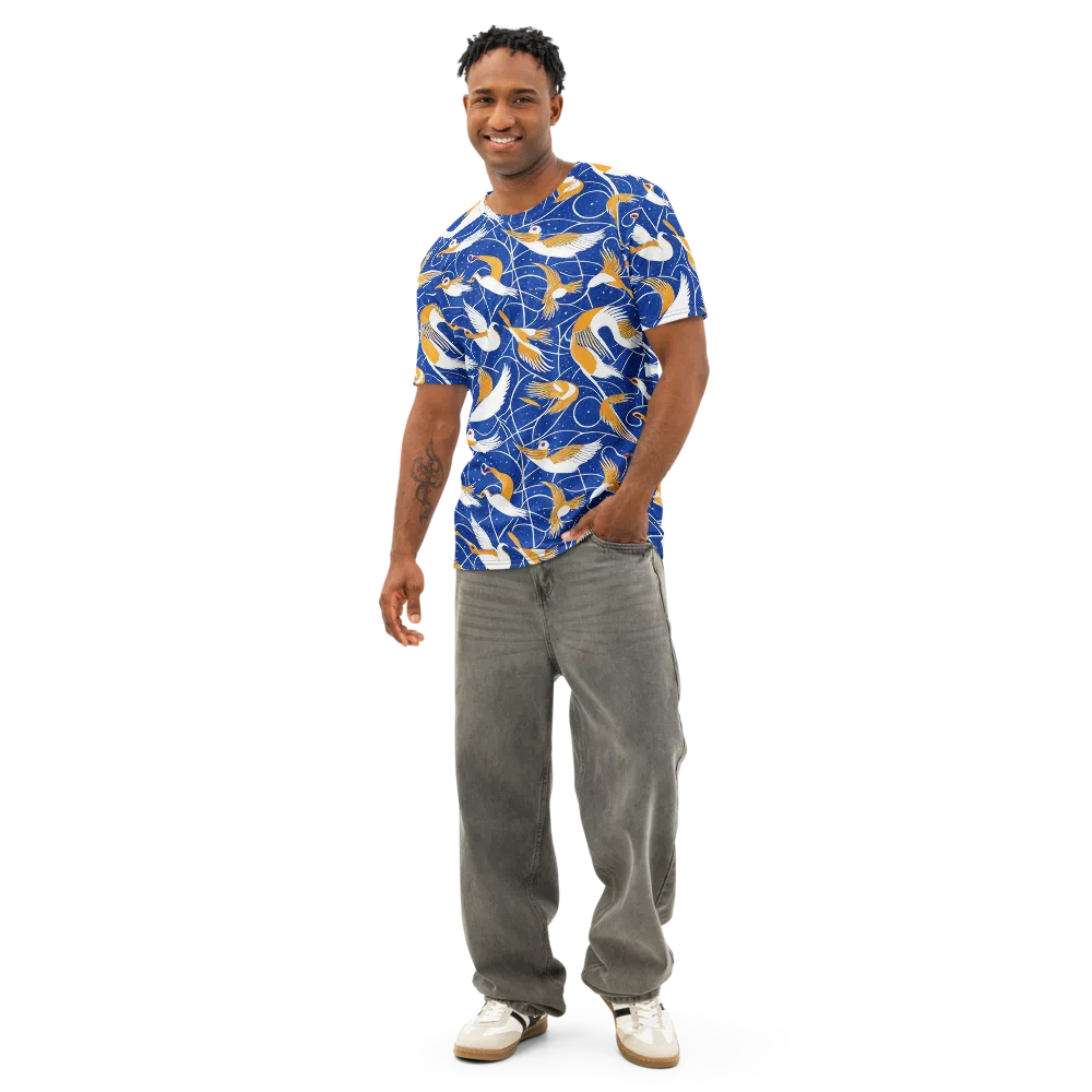 Saffron Flight on Men's Cotton Crew Neck T-Shirt — Front