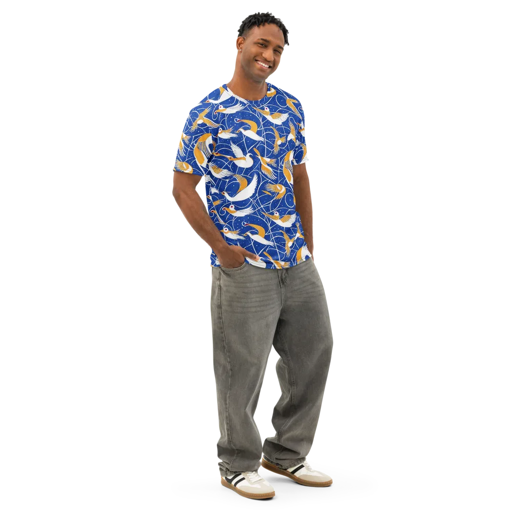 Saffron Flight on Men's Cotton Crew Neck T-Shirt — Right Front