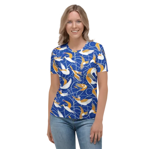 Saffron Flight on a Women's Crew Neck T-Shirt