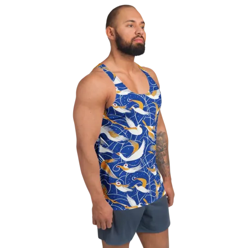 Saffron Flight on a Men's Tank Top