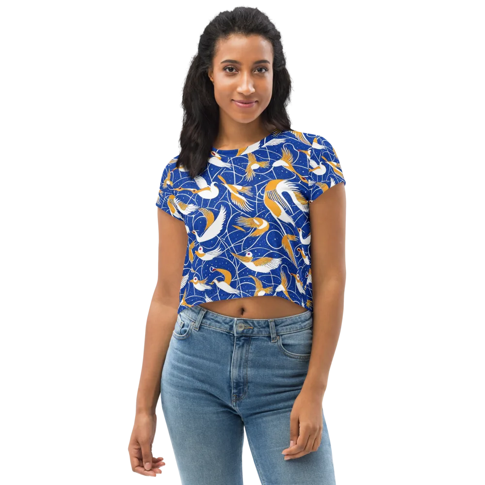 Saffron Flight on Crop Tee — Front