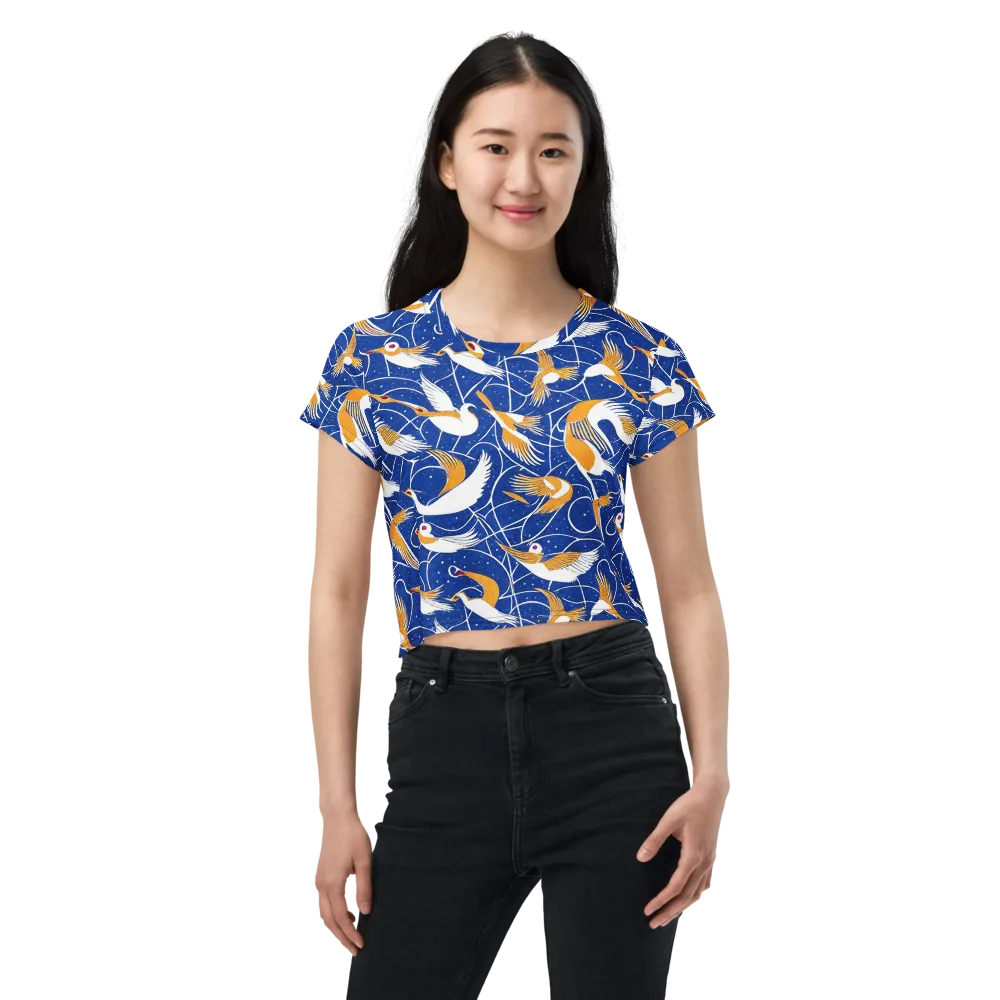 Saffron Flight on Crop Tee — Front