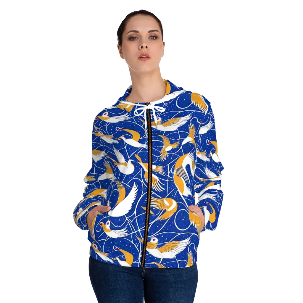 Saffron Flight on Women's Full-Zip Hoodie — Front On Person