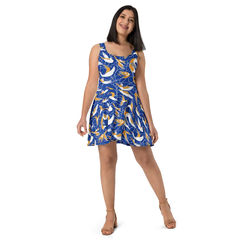 Saffron Flight on Skater Dress — Front