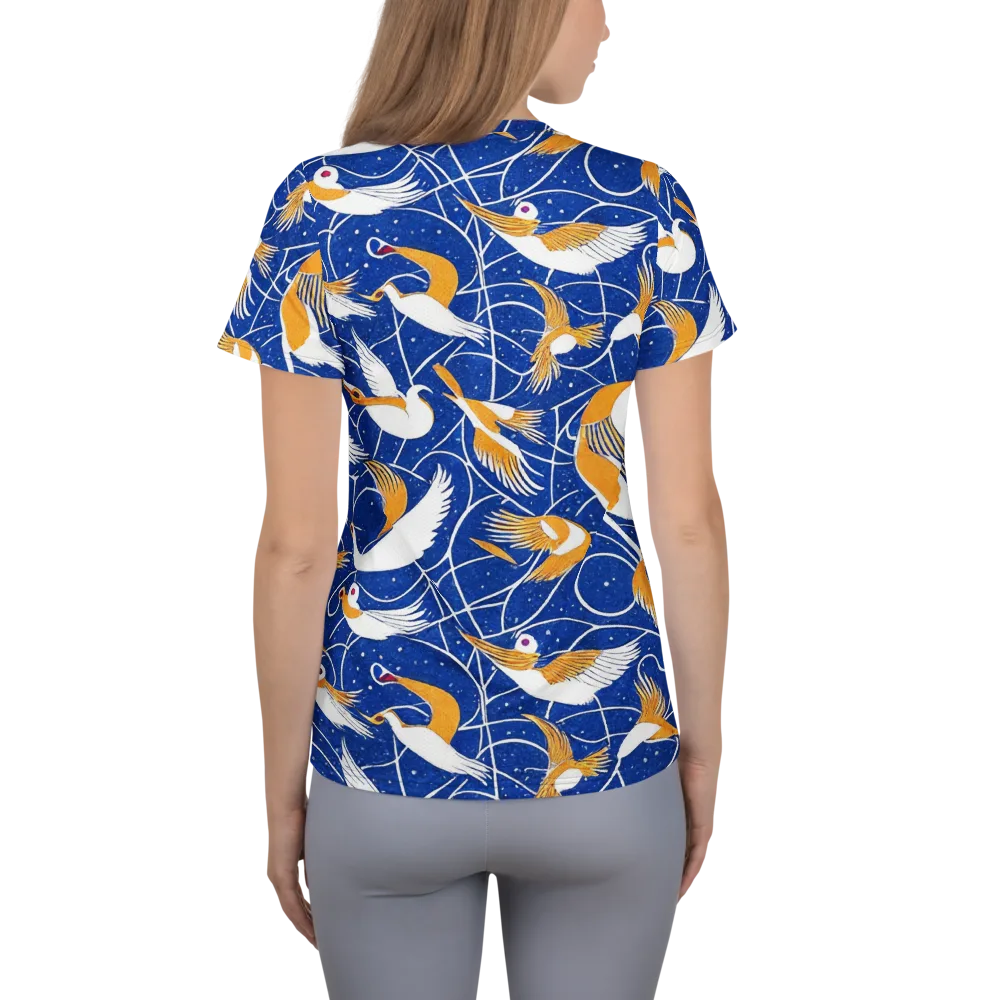 Saffron Flight on Women's Athletic T-Shirt — Back
