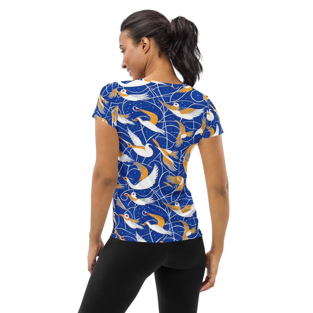 Saffron Flight on Women's Athletic T-Shirt — Back