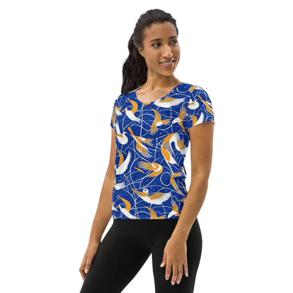Saffron Flight on Women's Athletic T-Shirt — Left