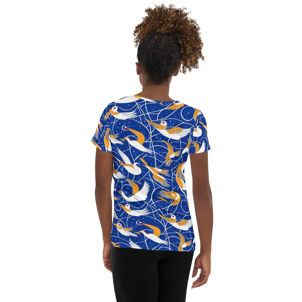 Saffron Flight on Women's Athletic T-Shirt — Back