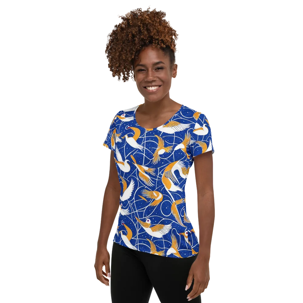 Saffron Flight on Women's Athletic T-Shirt — Left