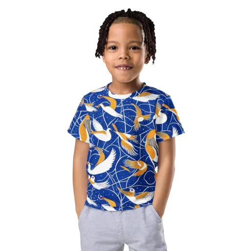 Saffron Flight on a Kids Crew Neck T-Shirt