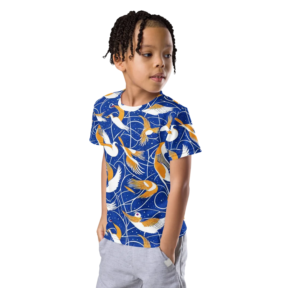 Saffron Flight on Kids Crew Neck T-Shirt — Left Front