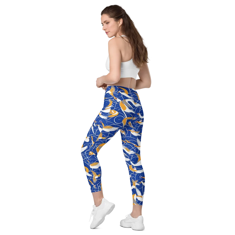 Saffron Flight on Leggings with Pockets — Left Back