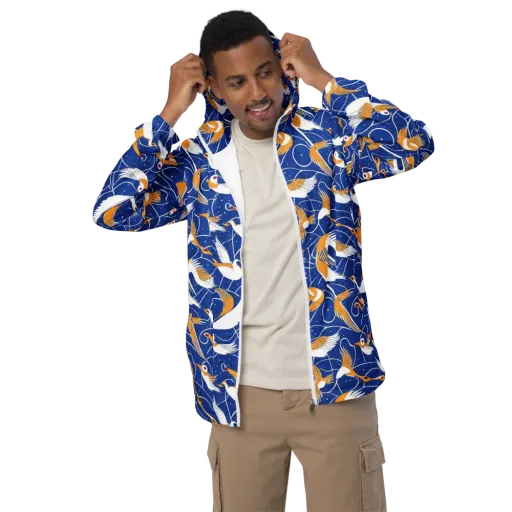 Saffron Flight on a Men's Windbreaker