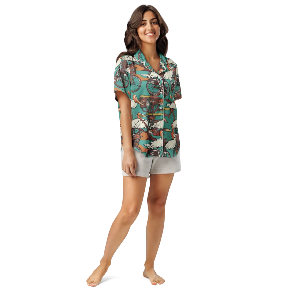 Tropicodrome on Women's Short Sleeve Pajama Top — Front