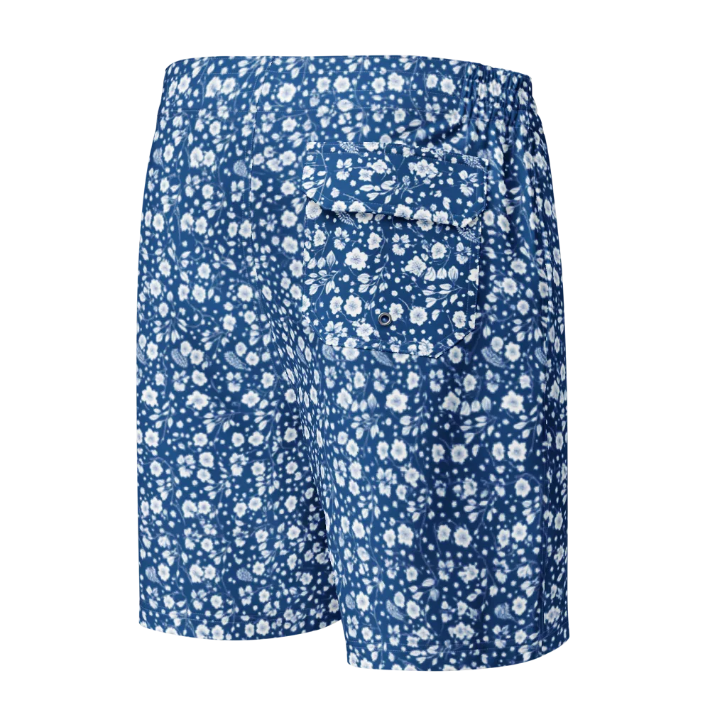 Cobalt Bloom on Men's Board Shorts — Back