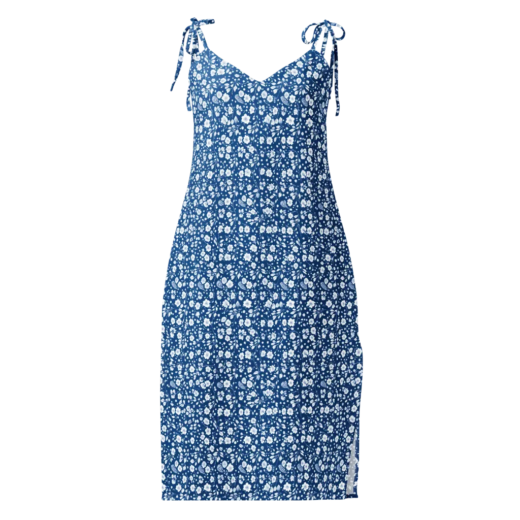 Cobalt Bloom on Slip Dress — Front