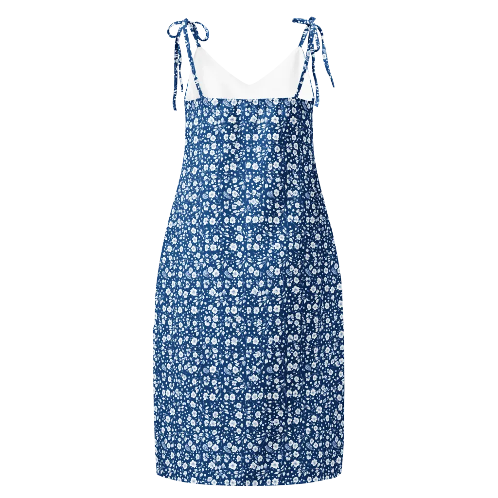 Cobalt Bloom on Slip Dress — Back