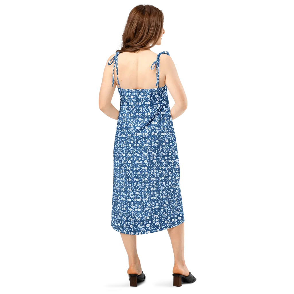 Cobalt Bloom on Slip Dress — Back