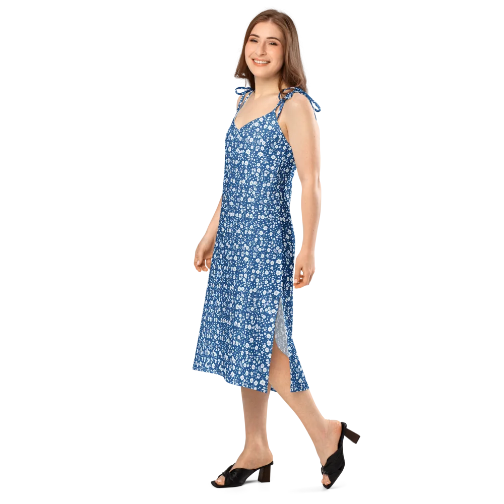 Cobalt Bloom on Slip Dress — Left Front