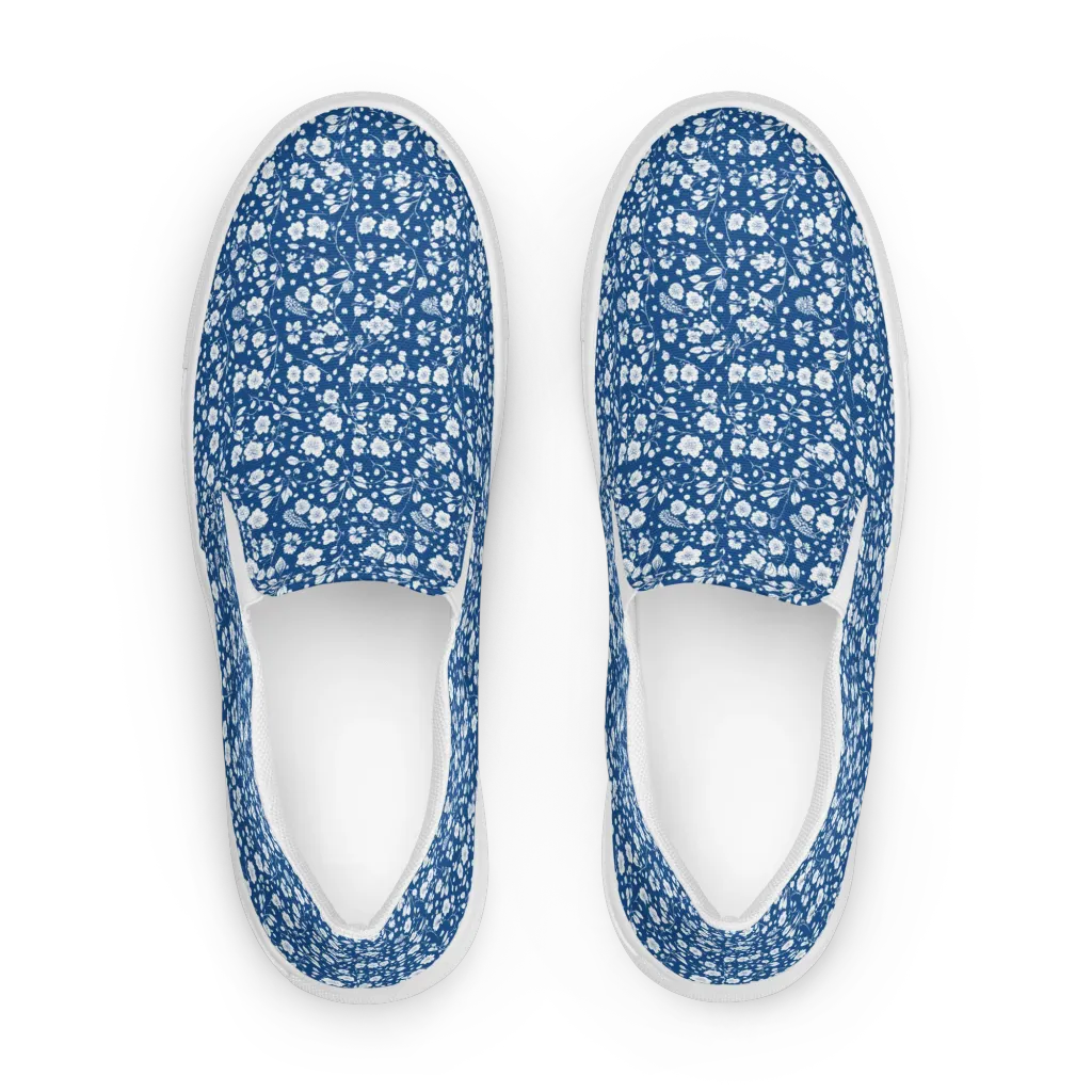 Cobalt Bloom on Men's Slip-On Canvas Shoes — Front
