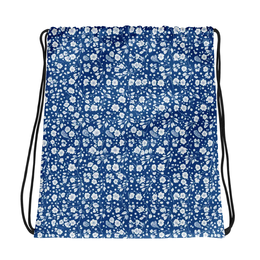 Cobalt Bloom on Drawstring Bag — Photo