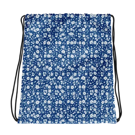 Cobalt Bloom on a Drawstring Bag