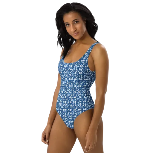 Cobalt Bloom on a One-Piece Swimsuit