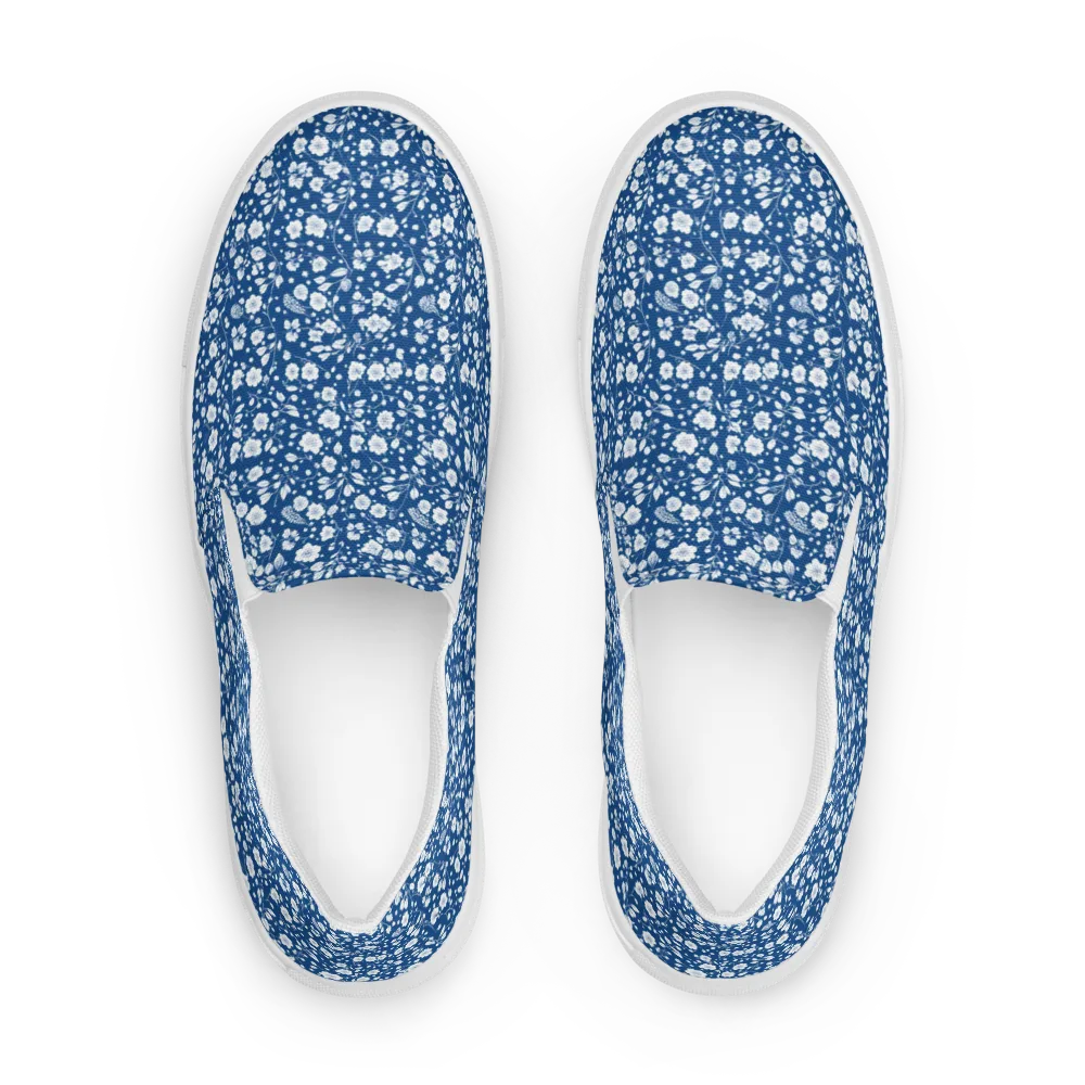 Cobalt Bloom on Women's Slip-On Canvas Shoes — Front