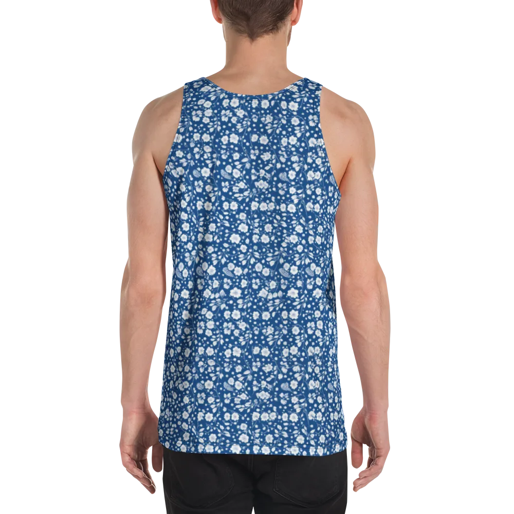 Cobalt Bloom on Men's Tank Top — Back