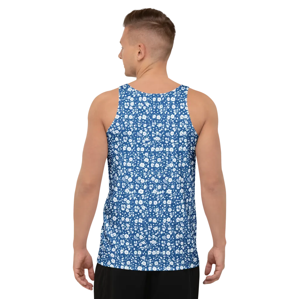 Cobalt Bloom on Men's Tank Top — Back