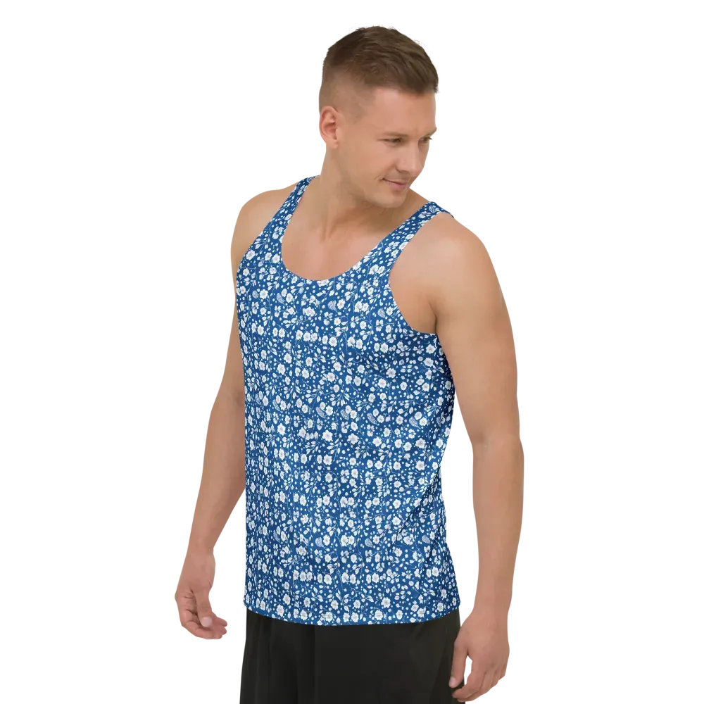 Cobalt Bloom on Men's Tank Top — Left Front