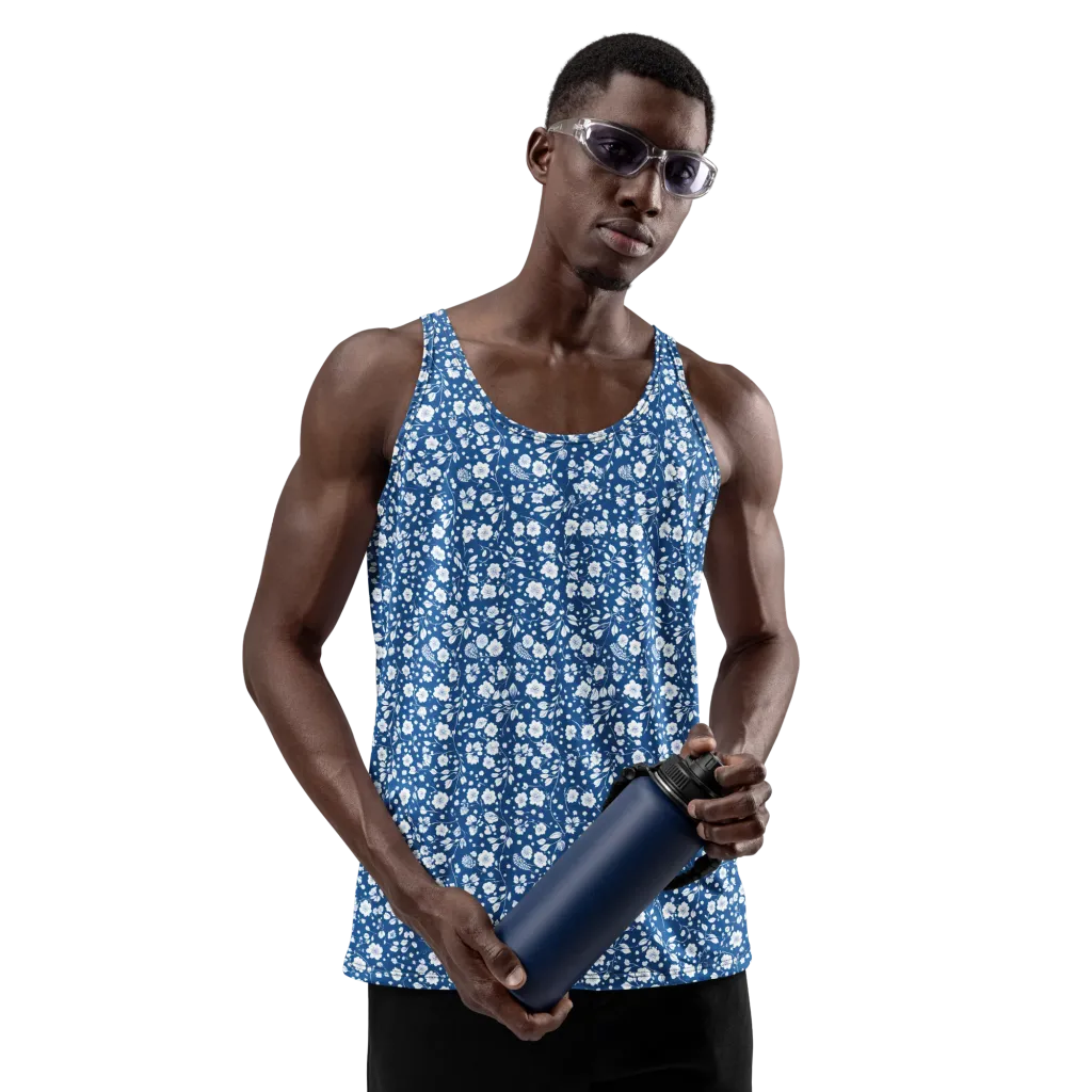 Cobalt Bloom on Men's Tank Top — Front